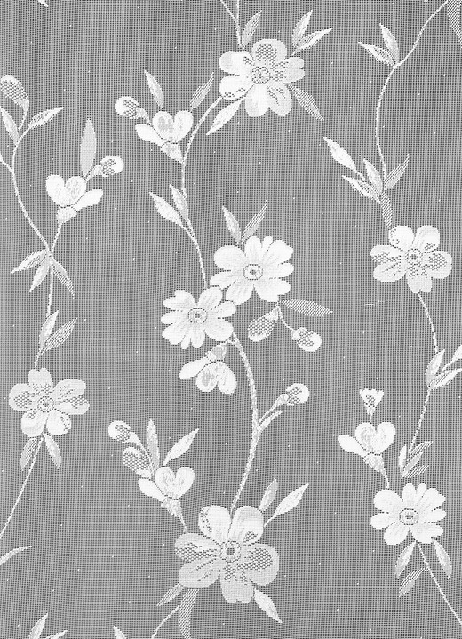 Landhaus & Küche - Kleinfenster-Store Blumenranke mit Stangendurchzug, in Größe 120 (H80xB100 cm) bis 125 (H100xB150 cm), in Farbe WEISS Ansicht 2