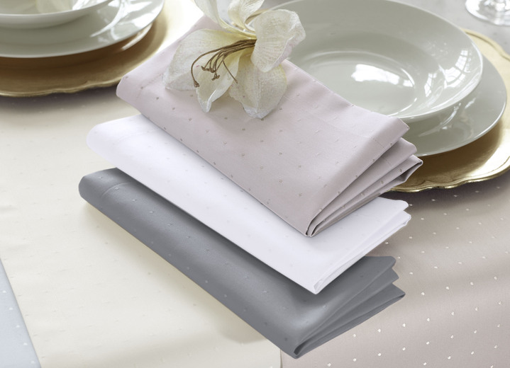 Tischdecken - Hochwertige Damast-Tischdecken vom Curt Bauer Ansicht 9 Tischdecken - Hochwertige Damast-Tischdecken vom Curt Bauer, in Größe 102 (Läufer, 50/140 cm) bis 302 (2 Servietten, 50/ 50 cm), in Farbe WEISS Ansicht 9