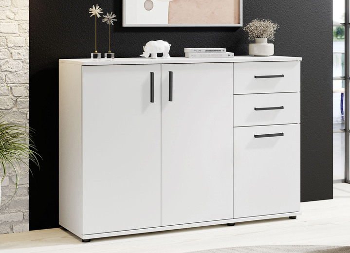 Inspirationen - Moderne, kombistarke Sideboards, in Farbe WEISS, in Ausführung 3-türig, mit 2 Schubladen Ansicht 1
