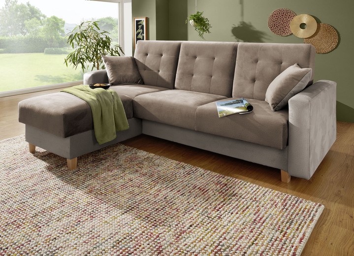 Funktions-Polstermöbel - Gemütliche Polsterecke mit Bettfunktion, in Farbe HELLBL.-DUNKELBL. Ansicht 7