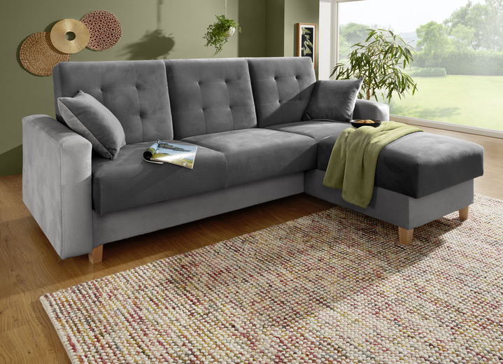 Funktions-Polstermöbel - Gemütliche Polsterecke mit Bettfunktion, in Farbe HELLBL.-DUNKELBL. Ansicht 3