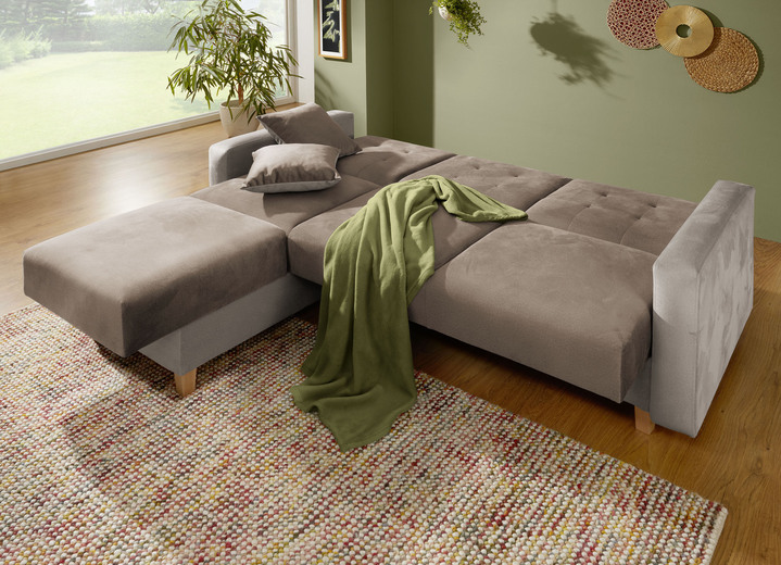 Funktions-Polstermöbel - Gemütliche Polsterecke mit Bettfunktion, in Farbe HELLBL.-DUNKELBL. Ansicht 8