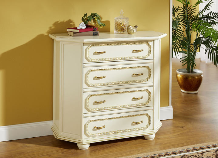 Sideboards & Kommoden - Hochwertige Möbelserie mit Echtholzfurnier, in Farbe NUSSBAUM, in Ausführung Schubladenkommode, schmal Ansicht 4