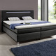 Betten - Boxspringbett mit LED-Beleuchtung, in Farbe WEISS – Farbe SCHWARZ – Ansicht 1