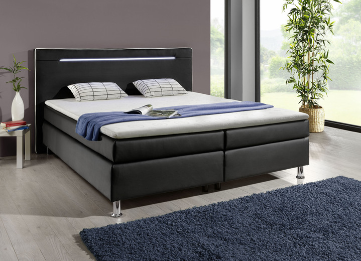 Betten - Boxspringbett mit LED-Beleuchtung, in Farbe WEISS Ansicht 2