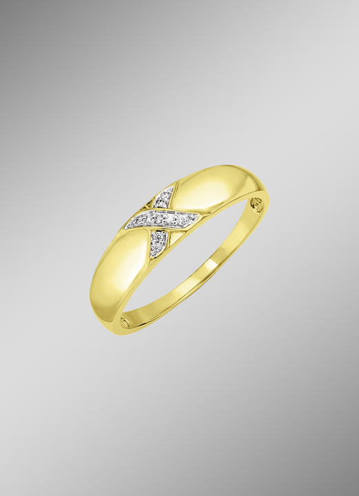 mit Diamanten - Edler Damenring im Kreuz-Design, in Größe 160 bis 220, in Farbe  Ansicht 1