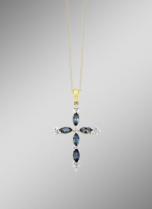 mit Diamanten - Edler Kreuz-Anhänger, in Farbe  Ansicht 1