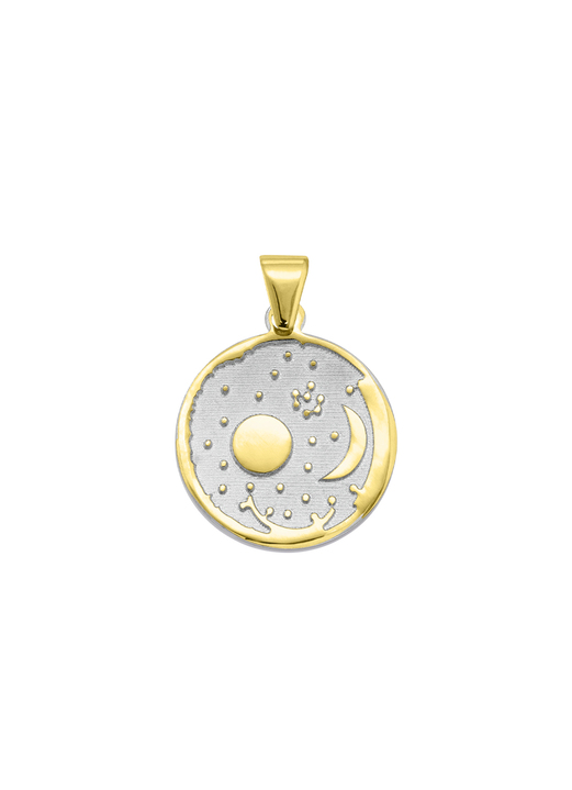 ohne Steine / mit Zirkonia - Anhänger mit Himmelsscheibe von Nebra in Bicolor, in Farbe  Ansicht 2