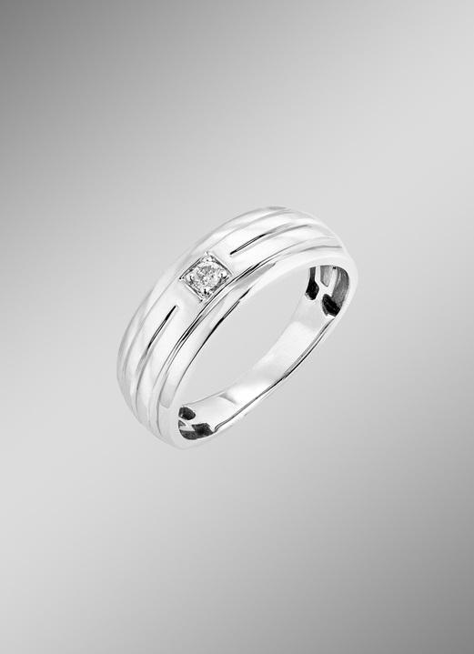 mit Diamanten - Herrenring aus Weißgold, in Größe 180 bis 240, in Farbe  Ansicht 1