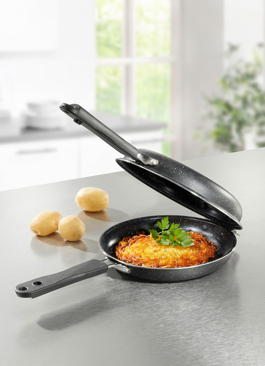 Töpfe, Pfannen & Bräter - Doppelpfanne mit Antihaftbeschichtung – perfekt für Rösti, Pfannkuchen und Omelett, in Farbe SCHWARZ Ansicht 1