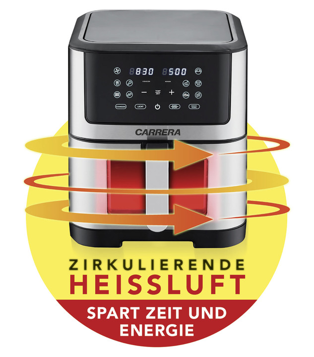 Kochen & Grillen - Digitale Heißluftfritteuse mit LED-Touch-Display, in Farbe SCHWARZ-SILBER Ansicht 2