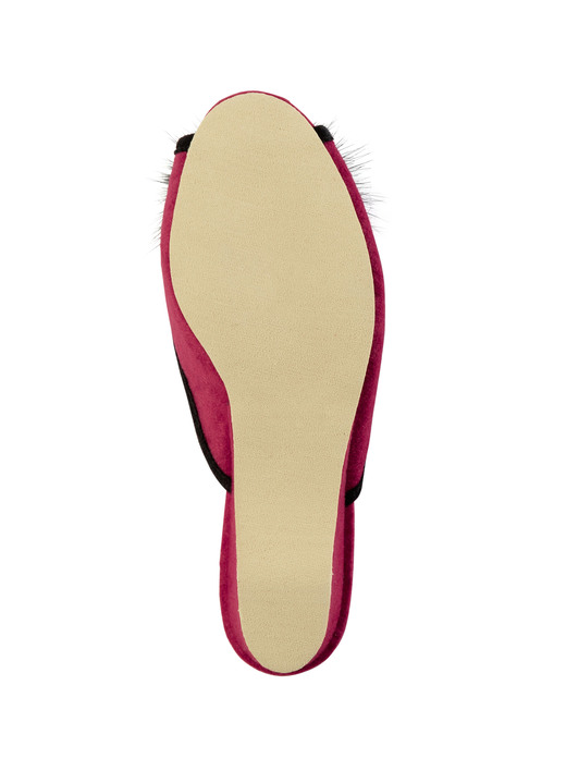 Hausschuhe - ELENA EDEN, schicke Damen-Pantoletten, Weite G, mit Kunstfellpompon, in Größe 036 bis 042, in Farbe SCHWARZ-WEISS Ansicht 7