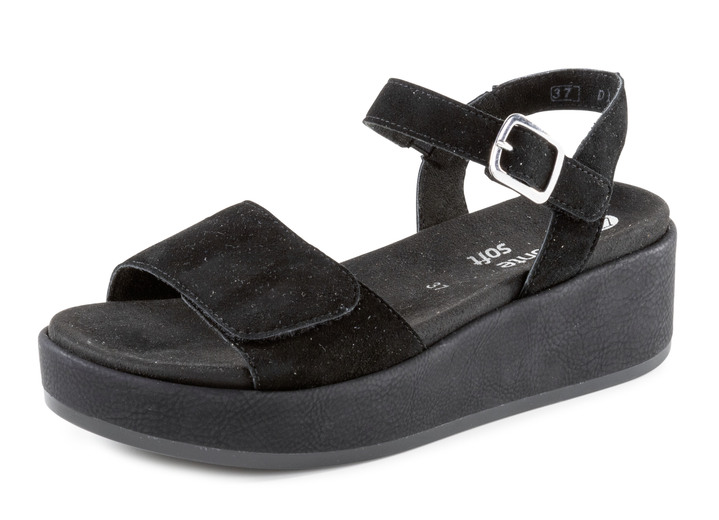 Sandaletten & Pantoletten - Sandale aus Samtveloursleder, in Größe 036 bis 042, in Farbe HELLBLAU Ansicht 17