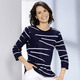 Pullover - Pullover mit effektvollem Streifendessin, in Größe 038 bis 054, in Farbe MARINE-WEISS – Farbe MARINE-WEISS – Ansicht 1