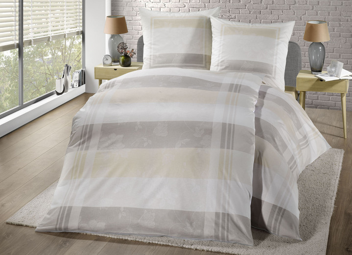 Bettwäschegarnituren - Bettwäsche-Garnitur, in Größe 111 (40/80 cm + 135/200 cm) bis 115 (80/80 cm + 155/220 cm), in Farbe CREME Ansicht 2