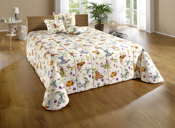Tagesdecken - Tagesdecke und Kissenbezüge mit Schmetterlingsmotive, in Größe 873 (für Einzelbett, 135x210 cm) bis 924 (2 Kissenbezüge, 50x 50 cm), in Farbe BUNT Ansicht 3