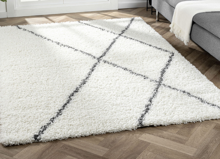 Modern - Traumhaft flauschige Shaggy-Brücken, -Galerien und -Teppiche, in Größe 111 (Brücke, 60x90 cm) bis 304 (Teppich, Ø 150 cm), in Farbe CREME Ansicht 1