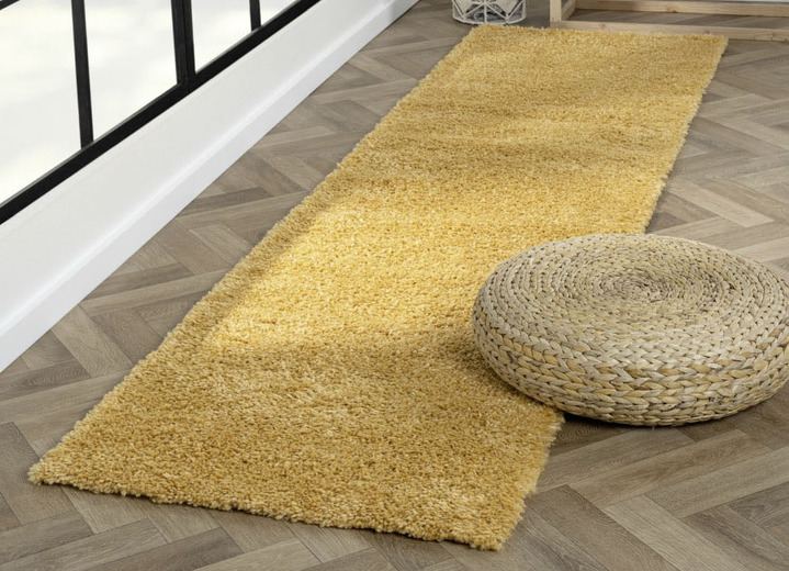 Modern - Traumhaft flauschige Brücken und Teppiche in Shaggy-Qualität Ansicht 2 Modern - Traumhaft flauschige Brücken und Teppiche in Shaggy-Qualität, in Größe 111 (Brücke 60x90 cm) bis 304 (Teppich rund ø 150 cm), in Farbe GOLD Ansicht 2