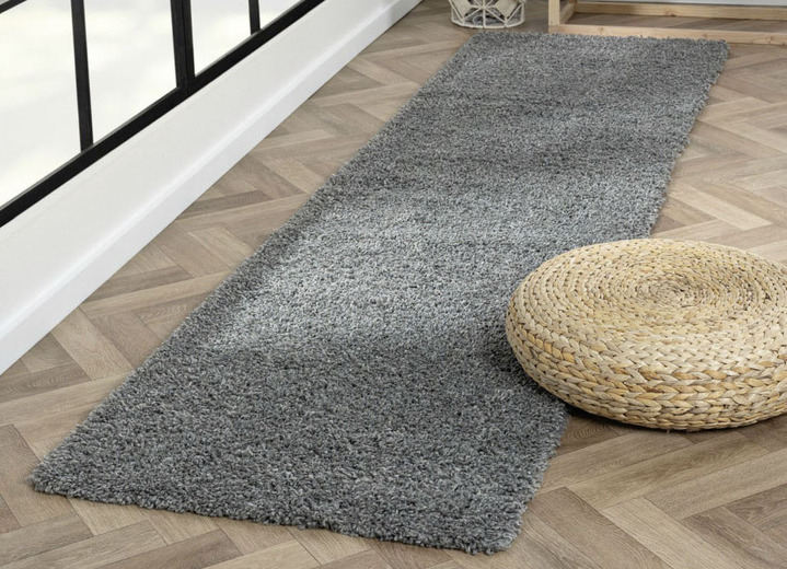 Modern - Traumhaft flauschige Brücken und Teppiche in Shaggy-Qualität, in Größe 111 (Brücke 60x90 cm) bis 304 (Teppich rund ø 150 cm), in Farbe GRAU Ansicht 1
