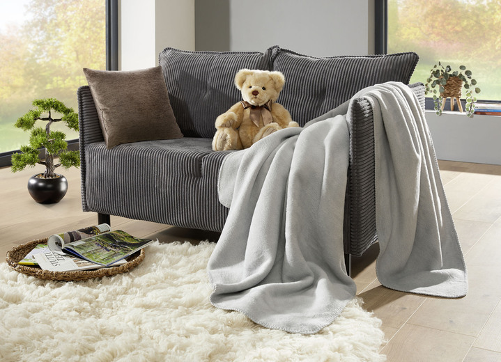Polstermöbel - Polstermöbel mit dekorativem Cord-Bezug, in Farbe CREME, in Ausführung Dreisitzer Ansicht 1