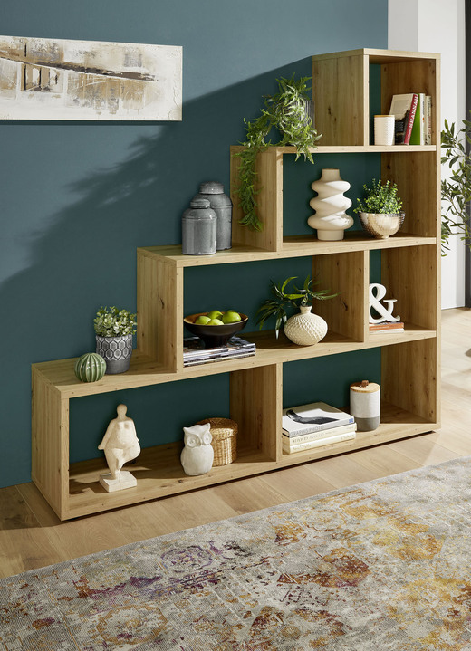 Regale & Schränke - Modernes Regal mit Melaminharzbeschichtung, in Farbe ASTEICHE, in Ausführung 4 offene Fächer, Breite 120 cm Ansicht 1