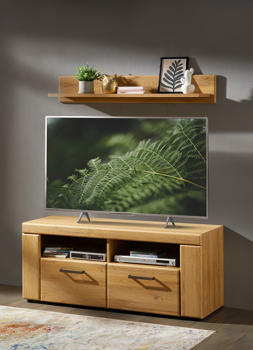 Hifi- &  TV-Möbel - TV-Longboard mit Wandboard, in Farbe EICHE HELL, in Ausführung klein Ansicht 1