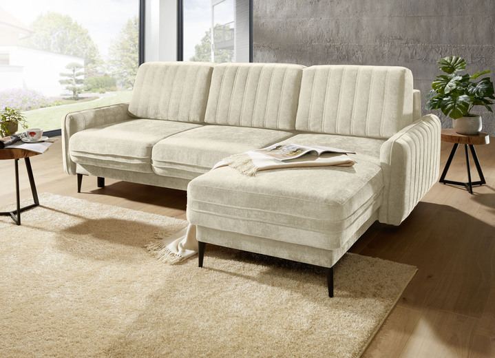 Funktions-Polstermöbel - Polsterecke mit Bettfunktion und Bettkasten, in Farbe CREME Ansicht 1