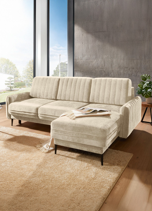 Funktions-Polstermöbel - Polsterecke mit Bettfunktion und Bettkasten, in Farbe CREME Ansicht 3