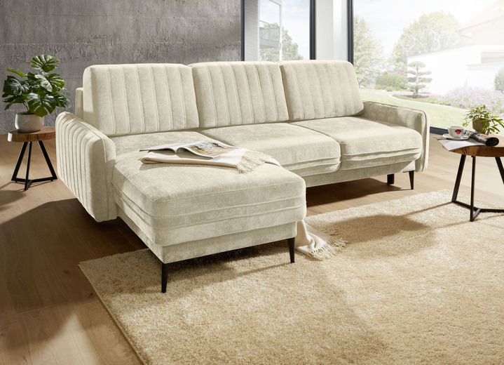 Funktions-Polstermöbel - Polsterecke mit Bettfunktion und Bettkasten, in Farbe CREME Ansicht 12