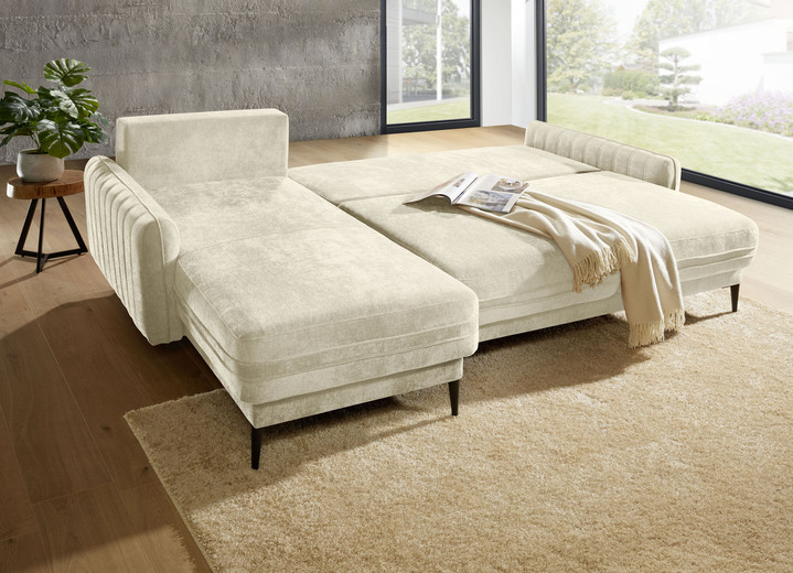 Funktions-Polstermöbel - Polsterecke mit Bettfunktion und Bettkasten, in Farbe CREME Ansicht 13