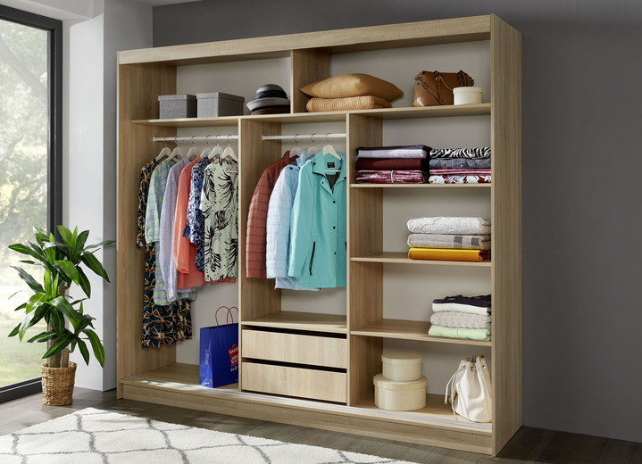 Schlafzimmerschränke - Durchdachter Schwebetürenschrank mit Spiegelfront, in Farbe WEISS Ansicht 4