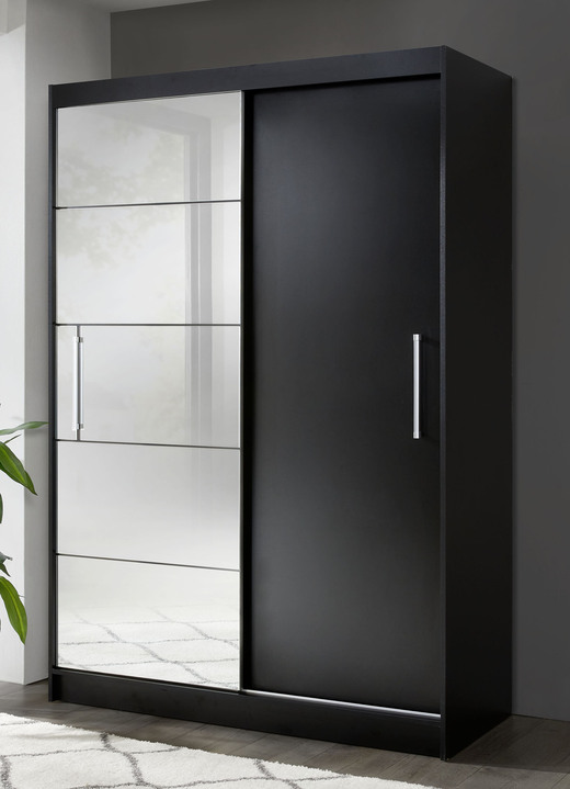 Schlafzimmerschränke - Durchdachter Schwebetürenschrank mit Spiegelfront, in Farbe WEISS Ansicht 2