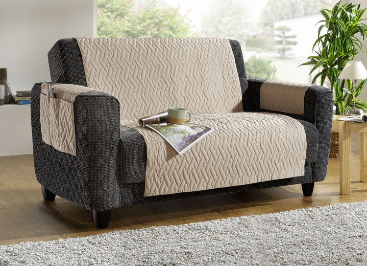 Sessel- & Sofaüberwürfe - Wasserdichte Schoner – Schutzauflage, in Größe 101 (Sesselschoner, 50x150 cm) bis 865 (2 Armlehnenschoner, 38x 55 cm), in Farbe HELLGRAU Ansicht 3