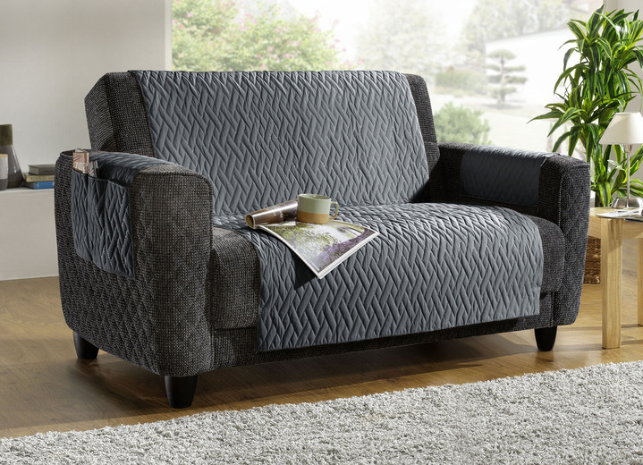 Sessel- & Sofaüberwürfe - Wasserdichte Schoner – Schutzauflage, in Größe 101 (Sesselschoner, 50x150 cm) bis 865 (2 Armlehnenschoner, 38x 55 cm), in Farbe HELLGRAU Ansicht 5