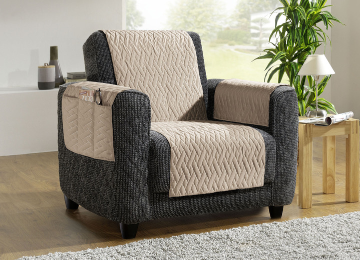 Sessel- & Sofaüberwürfe - Wasserdichte Schoner – Schutzauflage, in Größe 101 (Sesselschoner, 50x150 cm) bis 865 (2 Armlehnenschoner, 38x 55 cm), in Farbe BEIGE Ansicht 2