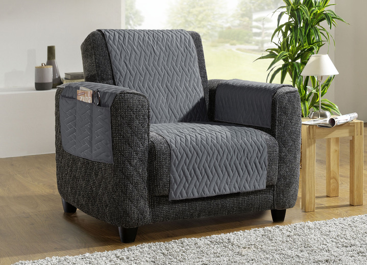 Sessel- & Sofaüberwürfe - Wasserdichte Schoner – Schutzauflage, in Größe 101 (Sesselschoner, 50x150 cm) bis 865 (2 Armlehnenschoner, 38x 55 cm), in Farbe HELLGRAU Ansicht 6