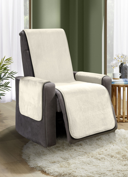 Sessel- & Sofaüberwürfe - Wohnaccessoires mit Anti-Rutsch-Beschichtung, in Größe 101 (Sesselschoner, 50x150 cm) bis 865 (2 Armlehnenschoner, 50x 70 cm), in Farbe CREME Ansicht 6