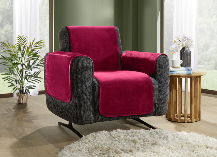 Sessel- & Sofaüberwürfe - Wohnaccessoires mit Anti-Rutsch-Beschichtung, in Größe 101 (Sesselschoner, 50x150 cm) bis 865 (2 Armlehnenschoner, 50x 70 cm), in Farbe ROT Ansicht 8