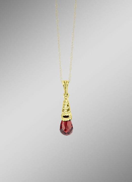 mit Edelsteinen - Filigrane Anhänger mit echt Granat, in Farbe  Ansicht 1