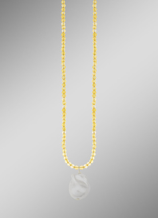 Silber-Citrin-Halskette