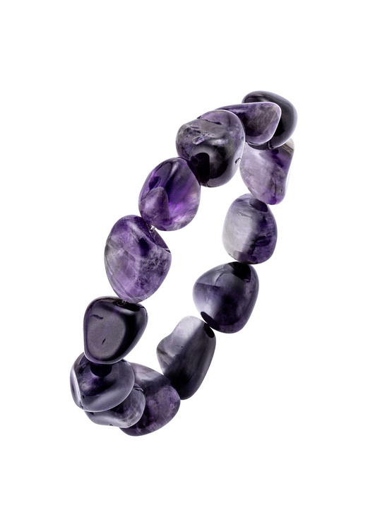 mit Edelsteinen - Elastisches Armband aus echtem Amethyst, in Farbe  Ansicht 2