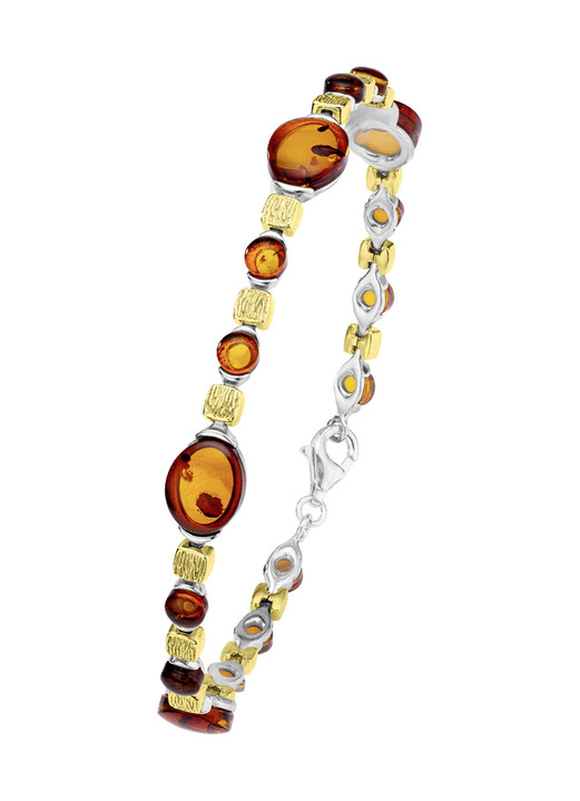 - Bernstein-Armband aus Silber, in Farbe  Ansicht 2