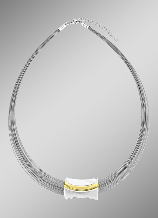 Halsketten & Armbänder - Moderne Garnitur in Bicolor aus Silber 925/- fein und Stahl Ansicht 5 Halsketten & Armbänder - Moderne Garnitur in Bicolor aus Silber 925/- fein und Stahl, in Farbe , in Ausführung Armband Ansicht 5