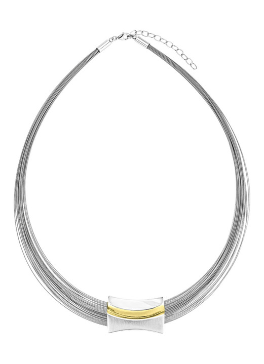 Halsketten & Armbänder - Moderne Garnitur in Bicolor aus Silber 925/- fein und Stahl Ansicht 6 Halsketten & Armbänder - Moderne Garnitur in Bicolor aus Silber 925/- fein und Stahl, in Farbe , in Ausführung Armband Ansicht 6