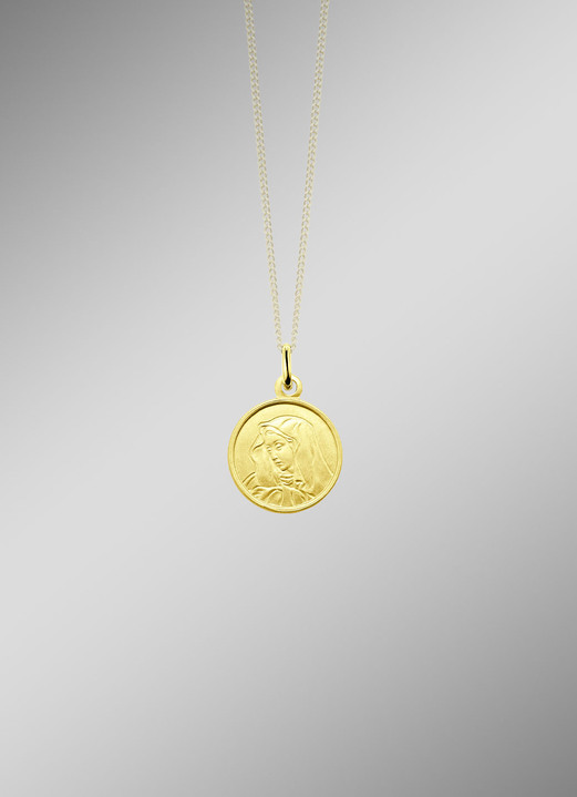 ohne Steine / mit Zirkonia - Eleganter Madonna-Anhänger aus Gold 585/- fein, in Farbe  Ansicht 1
