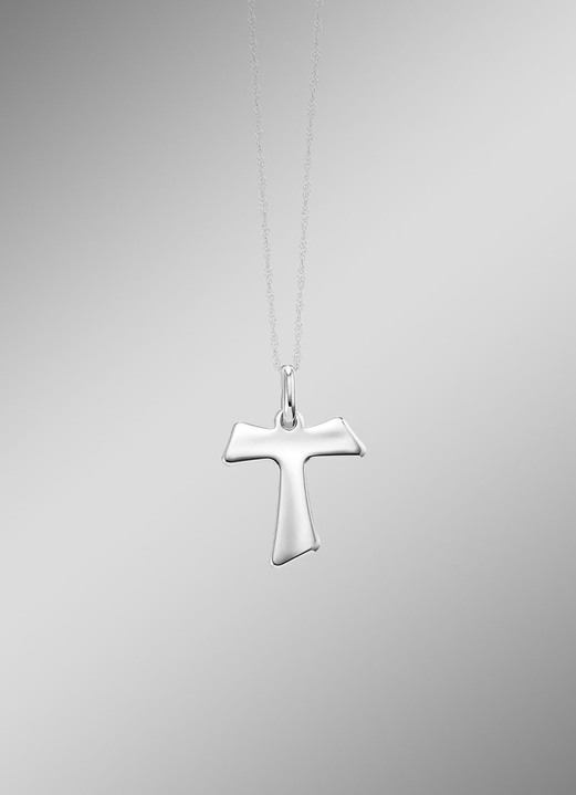 ohne Steine / mit Zirkonia - Eleganz in jeder Hinsicht: Der Kreuz-Tau-Anhänger, in Farbe  Ansicht 3