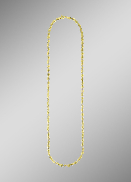 ohne Steine / mit Zirkonia - Stilvolle Kordelketten-Garnitur aus Gold 585/- fein, in Farbe , in Ausführung Halskette Ansicht 1