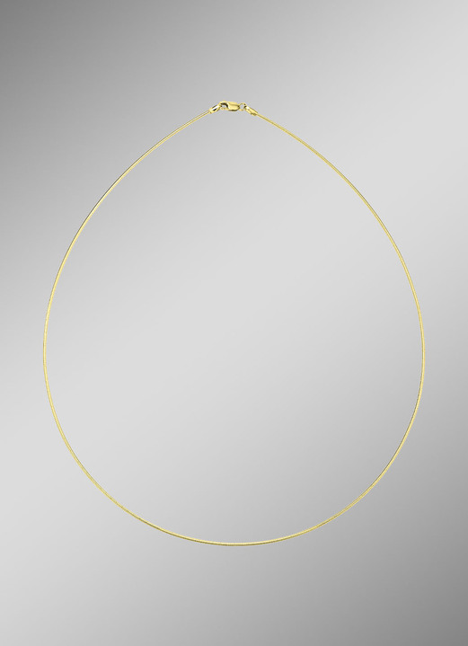 ohne Steine / mit Zirkonia - Hochwertiger Omega-Halsreif aus Gold 585/- fein, in Farbe  Ansicht 1