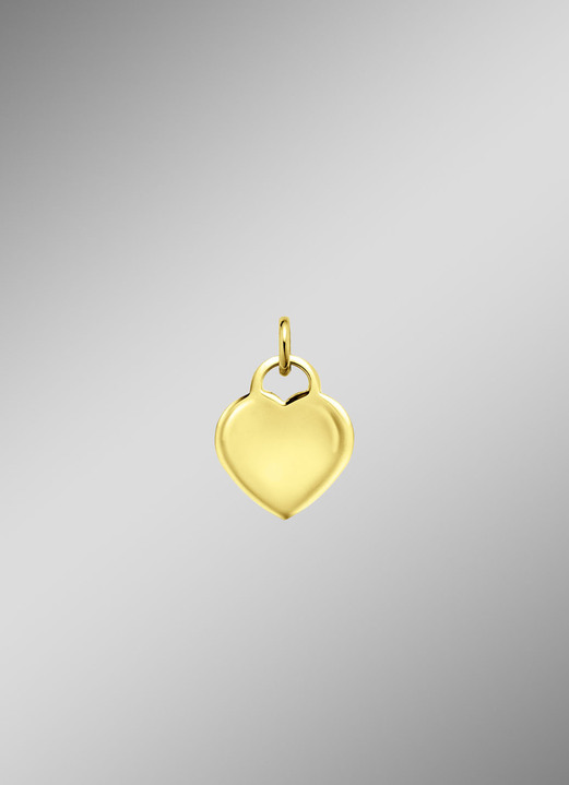 ohne Steine / mit Zirkonia - Ein tolles Geschenk: Herz-Anhänger aus Gold 585/- fein, in Farbe  Ansicht 1