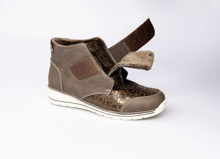 Stiefel - Komfort-Stiefelette im angesagten Leo-Look, in Größe 036 bis 042, in Farbe SCHWARZ Ansicht 3